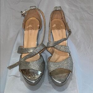 Forever 21 Shimmering Silver Strappy Heels